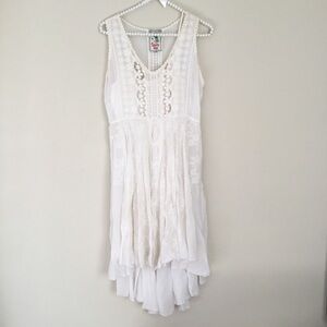 Johnny Was Sleeveless Embroidered Lace Eyelet Dress - Size XS